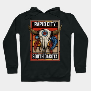 Rapid City South Dakota Native American Bison Skull Hoodie